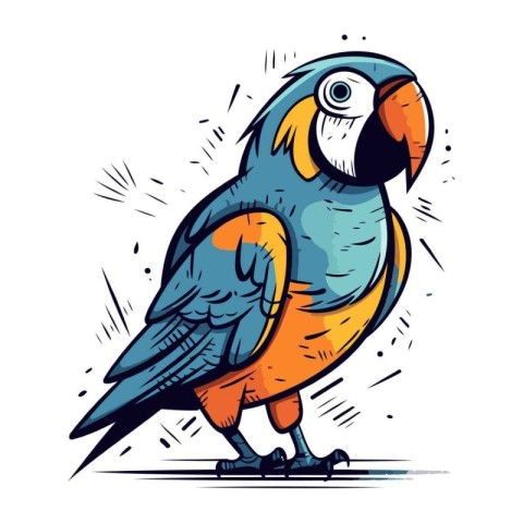 Cartoon parrot. Vector illustration. Isolated on white backgroun