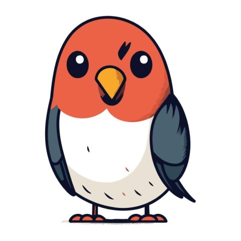 Vector illustration of a cute cartoon bullfinch isolated on whit