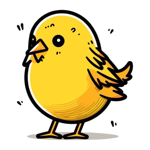 Cute little yellow chick. Vector illustration. Isolated on white