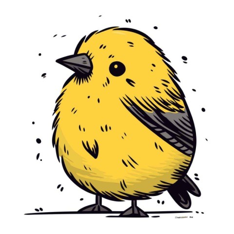 Vector illustration of a cute little yellow bird. Isolated on wh