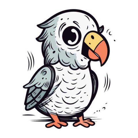 Cute cartoon parrot. Vector illustration. Isolated on white back