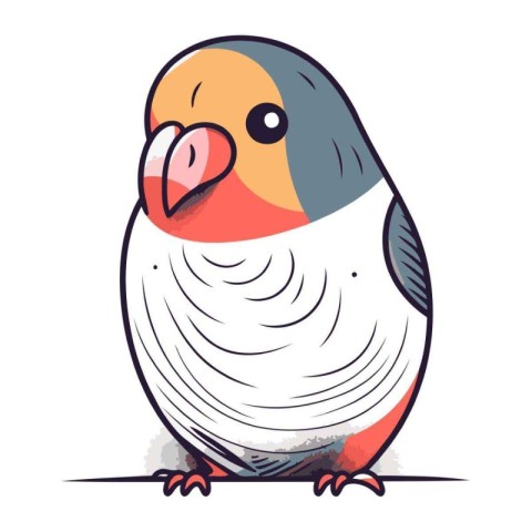 Cute cartoon parrot vector illustration. Isolated parrot on whit