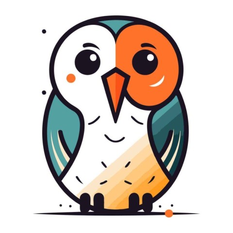 Cute cartoon owl. Vector illustration. Isolated on white backgro