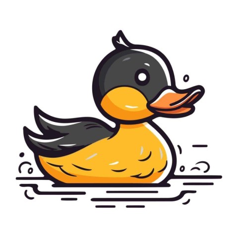 Cute cartoon duck. Vector illustration. Isolated on white backgr