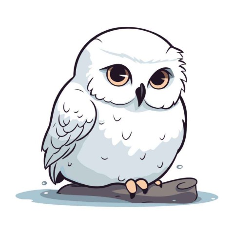 Illustration of an owl sitting on a rock and looking at the came