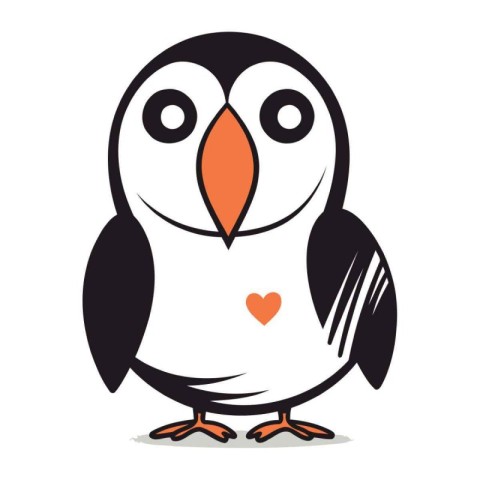 Cute cartoon penguin. Vector illustration isolated on white back