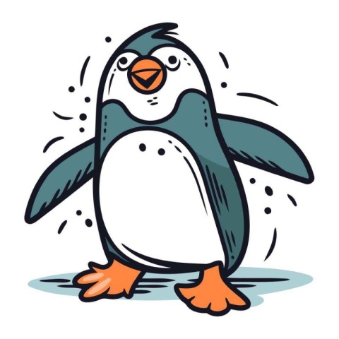 Cartoon penguin. Vector illustration of a funny penguin.