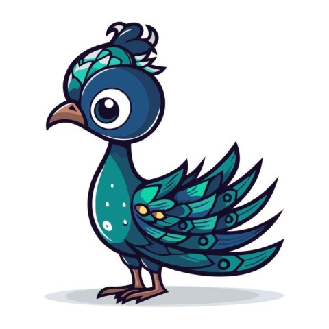 Cartoon peacock. Vector illustration isolated on a white backgro