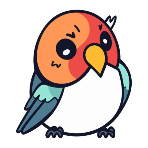 Cute cartoon bird. Vector illustration of a cute little bird.