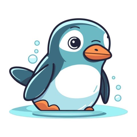 Cute cartoon penguin. Vector illustration of a cute penguin.