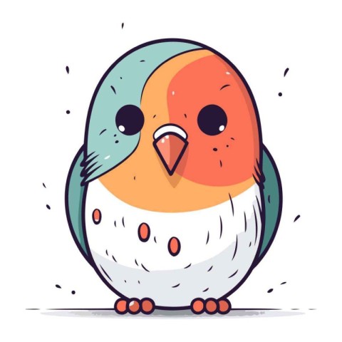 Cute cartoon bird. Vector illustration. Isolated on white backgr