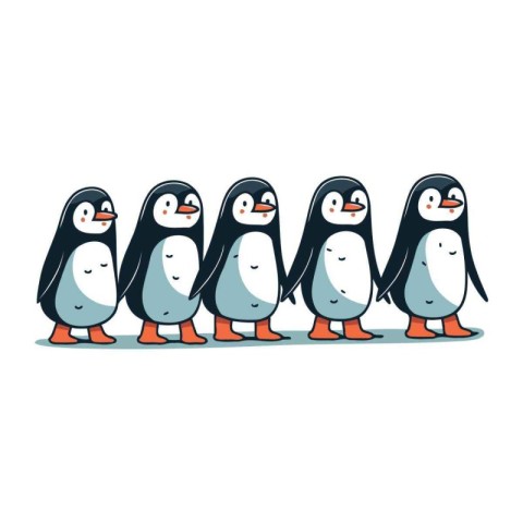 Cute penguins. Vector illustration isolated on a white backgroun