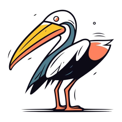 Pelican vector illustration. Cartoon style. Isolated on white ba