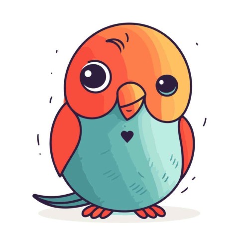 Cute cartoon bird. Colorful vector illustration isolated on whit