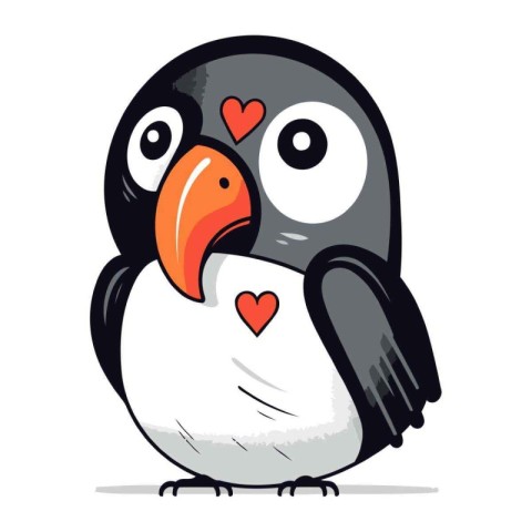 Cute penguin isolated on a white background. Vector illustration