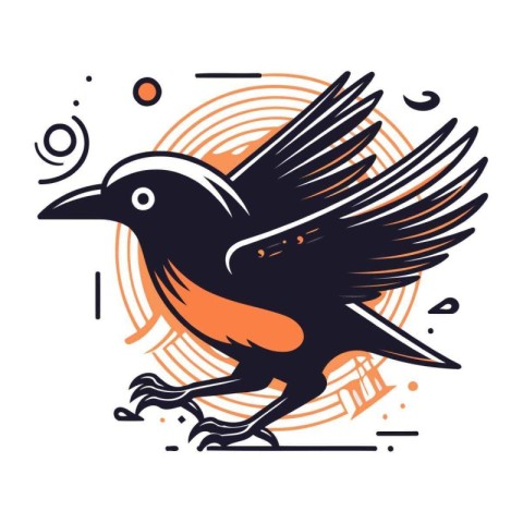 Crow. Vector illustration. Isolated on a white background.