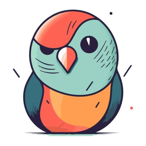 Cute cartoon parrot. Vector illustration isolated on white backg