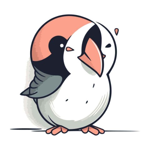 Cute cartoon penguin on a white background. Vector illustration.