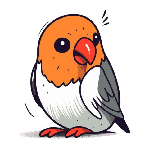 Vector illustration of a cute cartoon parrot on a white backgrou