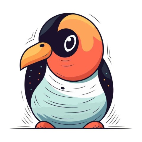 Penguin in cartoon style. Vector illustration isolated on white