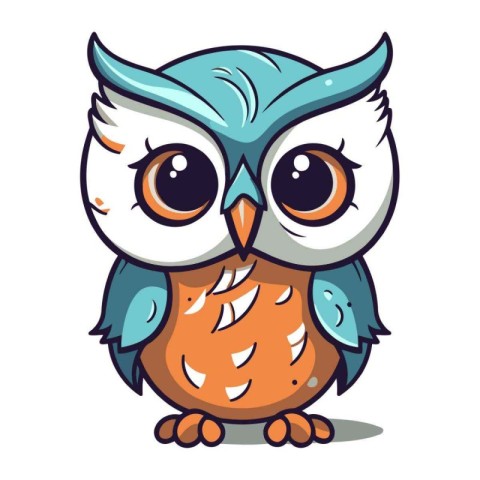 Cute cartoon owl on white background. Vector illustration for yo