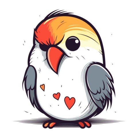 Vector illustration of a cute cartoon parrot isolated on white b