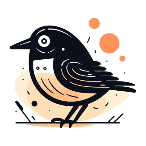 Cute cartoon bird. Hand drawn vector illustration. Doodle style.