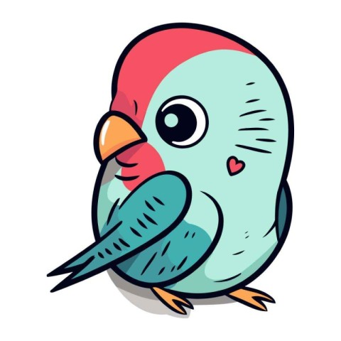 Cute cartoon parrot. Vector illustration isolated on white backg