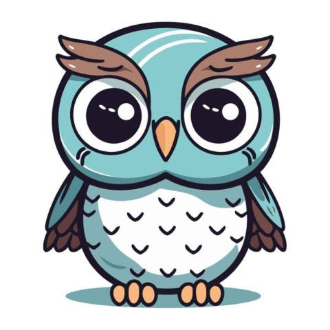 Cute cartoon owl. Vector illustration isolated on a white backgr