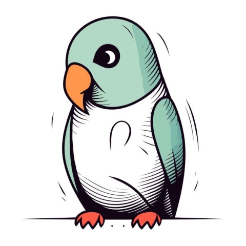 Cute parrot isolated on white background. Vector hand drawn illu