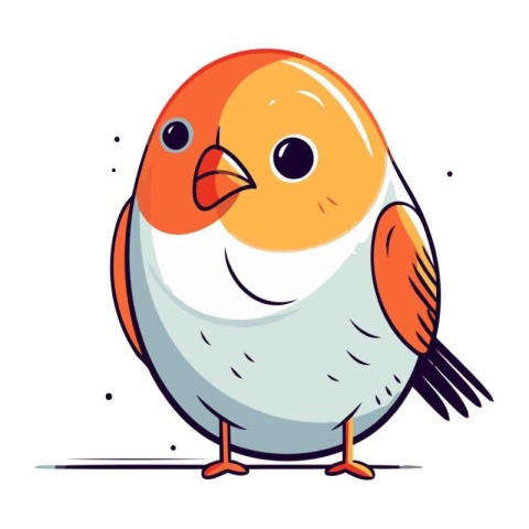 Cute cartoon bird. Vector illustration. Isolated on white backgr