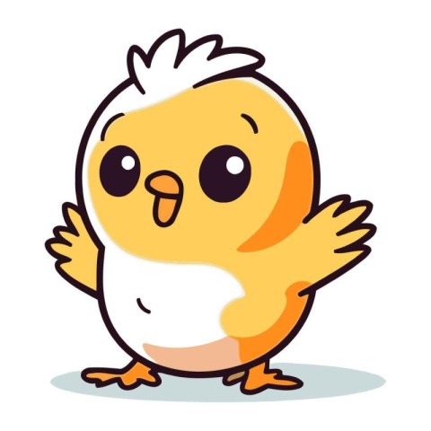 Cute little chicken cartoon character. Vector illustration of a