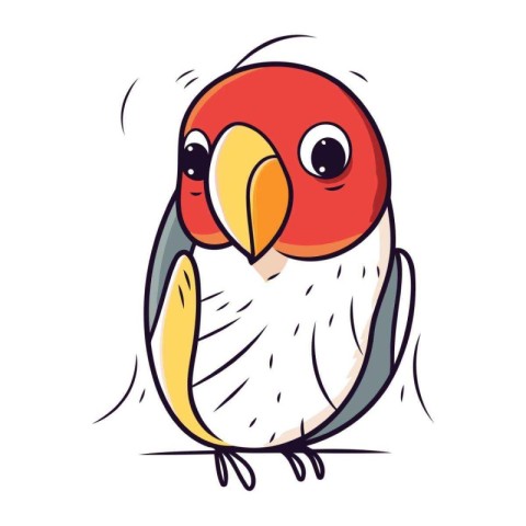 Cute parrot. Vector illustration. Isolated on white background.