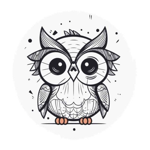 Cute owl. Hand drawn vector illustration in doodle style.