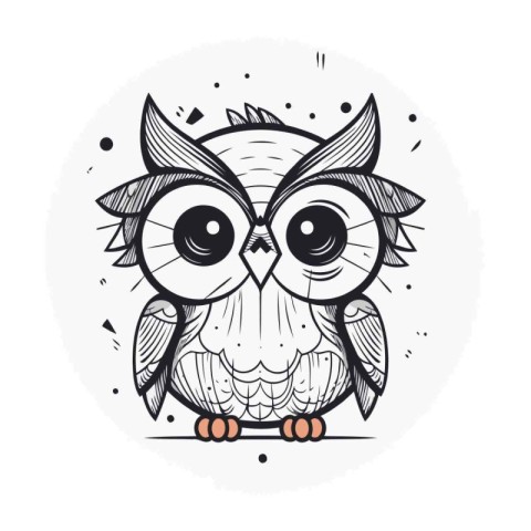 Cute owl. Hand drawn vector illustration in doodle style.