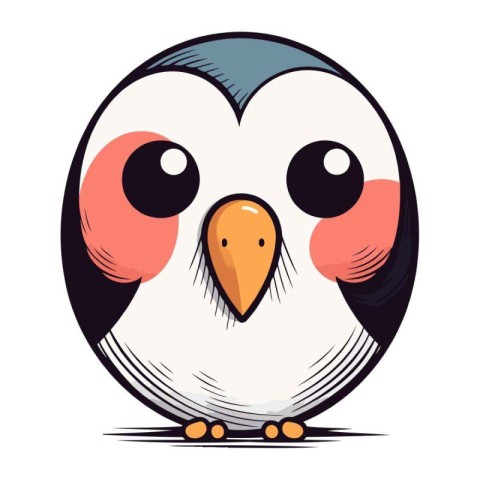 Cute cartoon vector illustration of a black and white penguin.