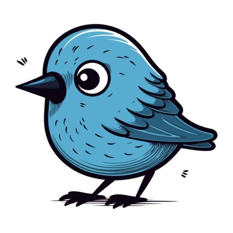 Cute blue bird cartoon vector illustration isolated on a white b