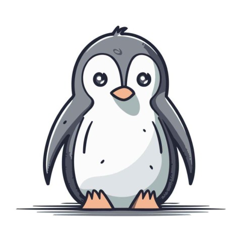 Cute cartoon penguin. Vector illustration isolated on white back