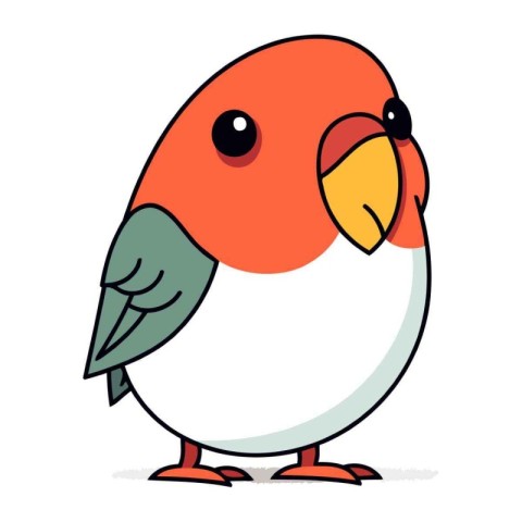 Vector illustration of a cute cartoon bullfinch isolated on whit