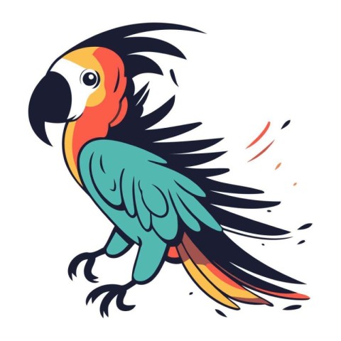 Parrot vector illustration. Isolated parrot on white background.