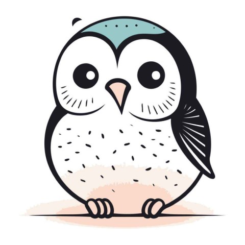 Vector illustration of cute cartoon owl on white background. Vec