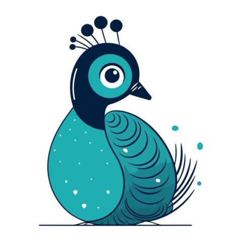 Cute cartoon peacock. Vector illustration isolated on white back