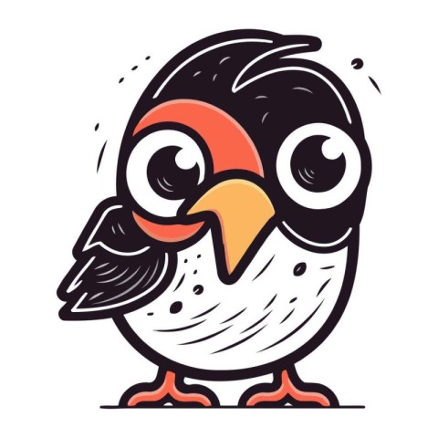 Cute cartoon bird. Vector illustration. Isolated on a white back