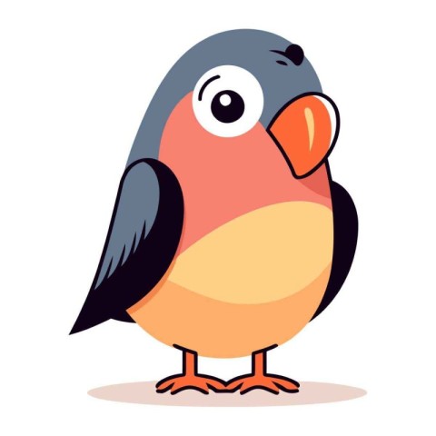 Bullfinch. Cute cartoon character. Vector illustration isolated