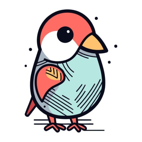 Vector illustration of cute cartoon little bird. Isolated on whi