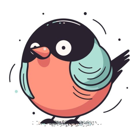 Bullfinch. Vector illustration in cartoon style. Isolated on whi