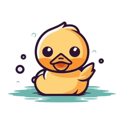 Cute little duckling. Vector illustration. Isolated on white bac