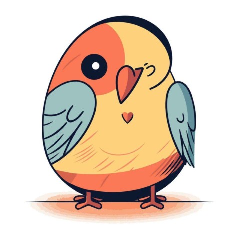 Cute cartoon bird. Vector illustration isolated on a white backg