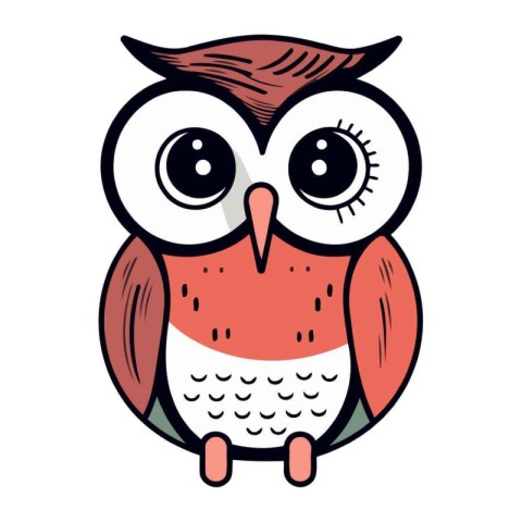 Cute cartoon owl. Vector illustration isolated on a white backgr