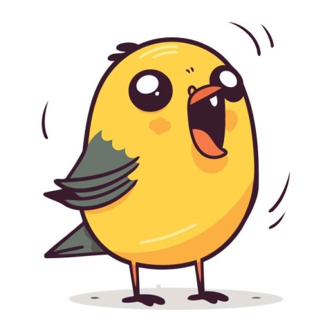 Cute little bird character. Vector illustration. Isolated on whi